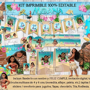 Kit Imprimible Candy Bar Moana 100% Editable