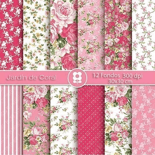Kit Imprimible Jardín De Coral - 12 Fondos