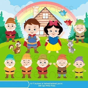 Kit Imprimible Blanca Nieves 1 - 22 Png- 5 Fondos