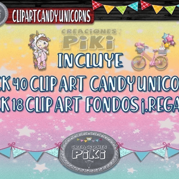 Pack Imágenes Clipart Dulce Unicornio Candy Unicorns Regalo 5