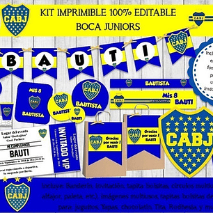 Kit Imprimible Candy Bar Boca Juniors 100% Editable