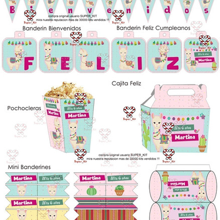 Kit Imprimible Llamas Y Cactus Llamita Editable 4
