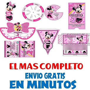 Kit Imprimible Candy Bar Minnie Rosa El Mas Completo