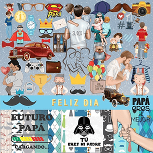 Kit Digital Colección Papá Clipart + Papeles Día Del Padre