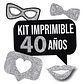 Imprimible Photo Props Cartelito 40 Años Cumpleaños Glitter - Miniatura 1