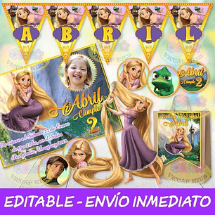 Kit Imprimible Rapunzel Invitaciones Candy Bar 100% Editable