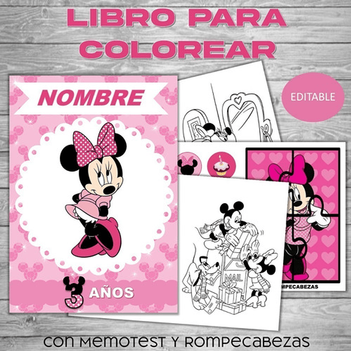 Libro Para Pintar Editable Imprimible De Minnie 1