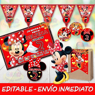 Kit Imprimible Minnie Roja Con Candy Bar 100% Editable