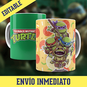 Kit Diseños Plantillas Tazas Tortugas Ninjas Sublimación 