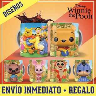 Kit Diseños Plantillas Tazas Winnie Pooh Funko Sublimación 