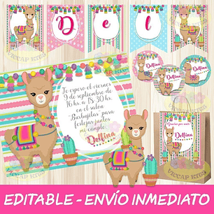 Kit Imprimible Llamas Alpacas Editable Decoración Candy Bar