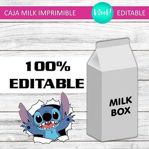 Caja Imprimible Grande Milk Box Editable Stitch