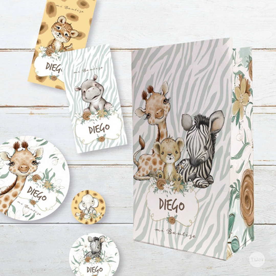 Kit Imprimible Animales De La Selva Acuarela Safari Babies 3