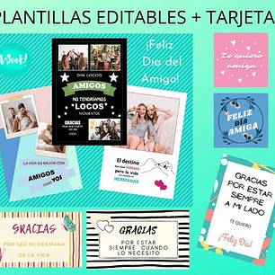 Día Del Amigo Plantillas Editables + Tarjetas Para Imprimir