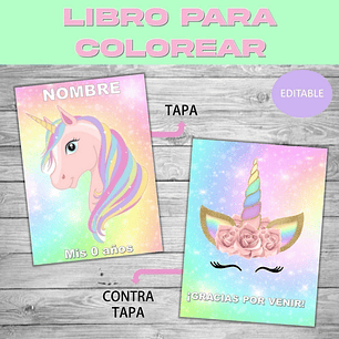 Souvenir Para Pintar Editable De Unicornios Imprimir