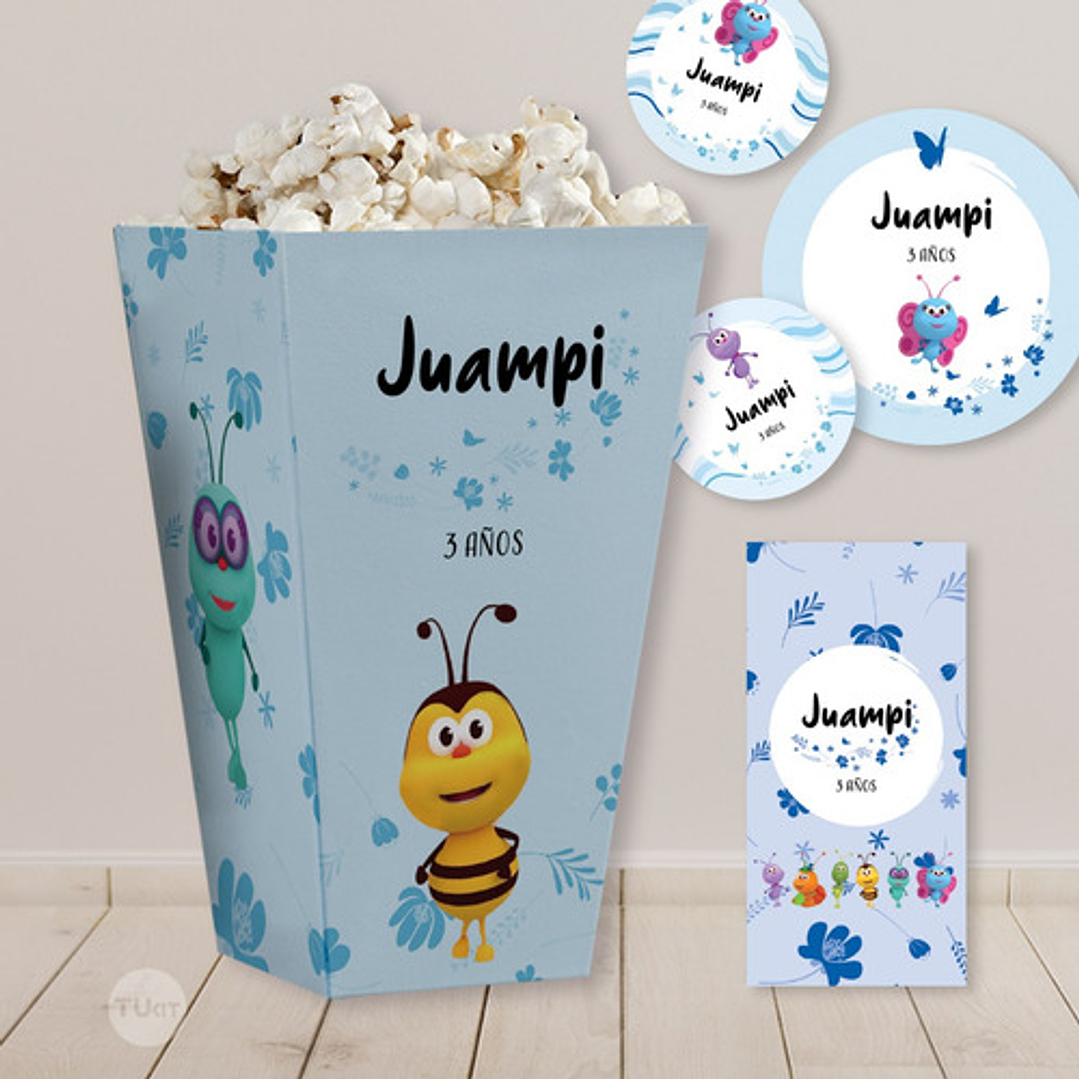 Kit Imprimible Bichikids Azul Celeste Candy Bar Tukit 3