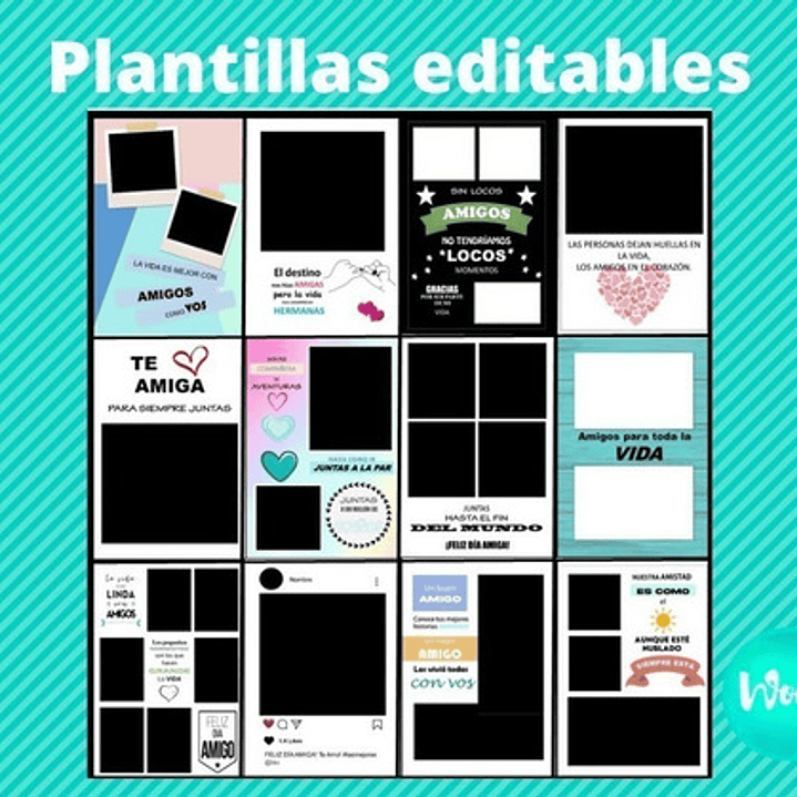 Día Del Amigo Plantillas Editables + Tarjetas Para Imprimir 3
