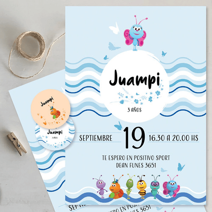 Kit Imprimible Bichikids Azul Celeste Candy Bar Tukit 4