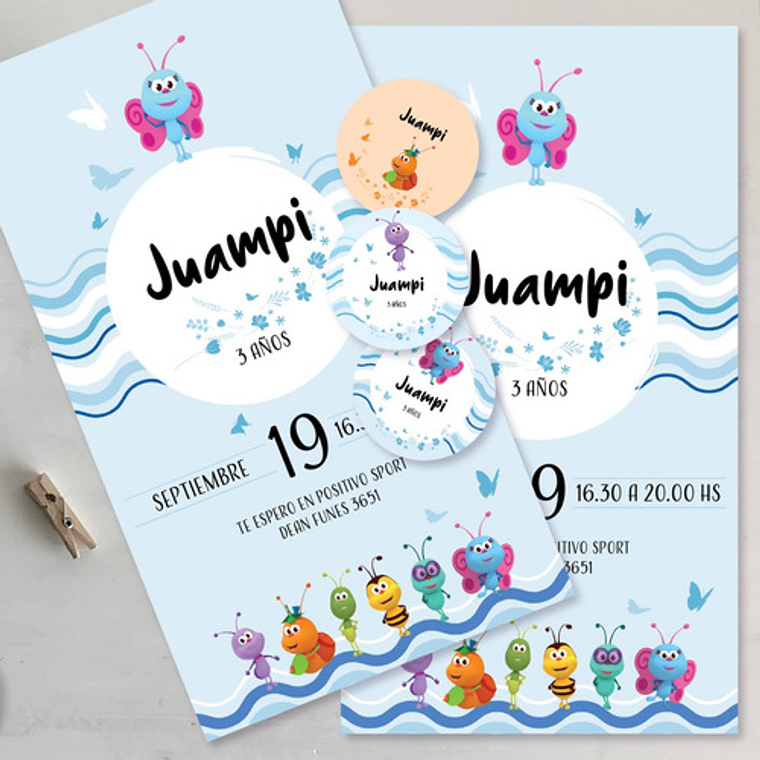 Kit Imprimible Bichikids Azul Celeste Candy Bar Tukit 8