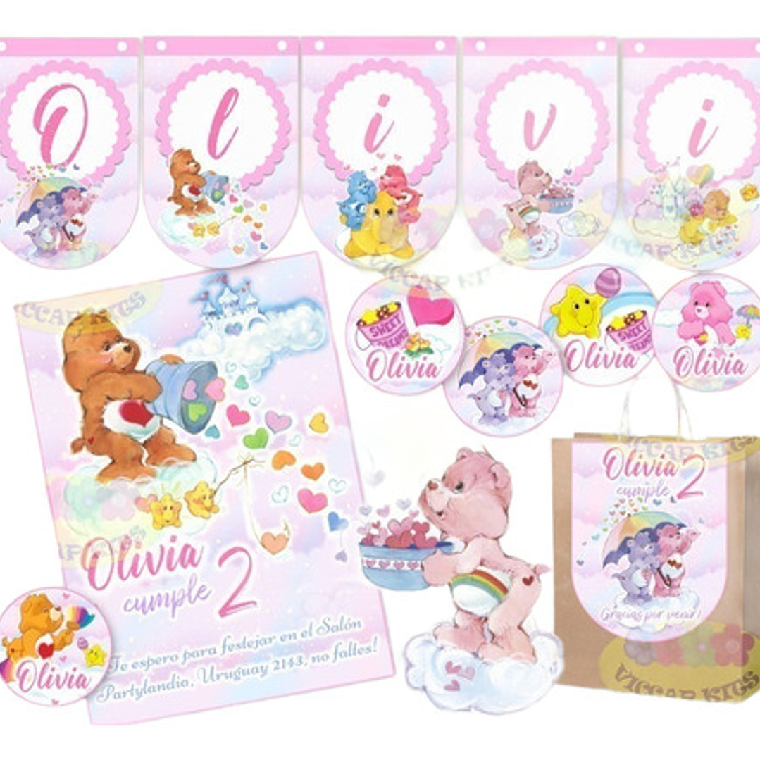 Kit Imprimible Ositos Cariñosos Nena 100% Editable Candy Bar 1