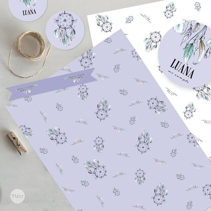 Kit Imprimible Boho Dreams Atrapa Sueños Candy Bar Tukit 10