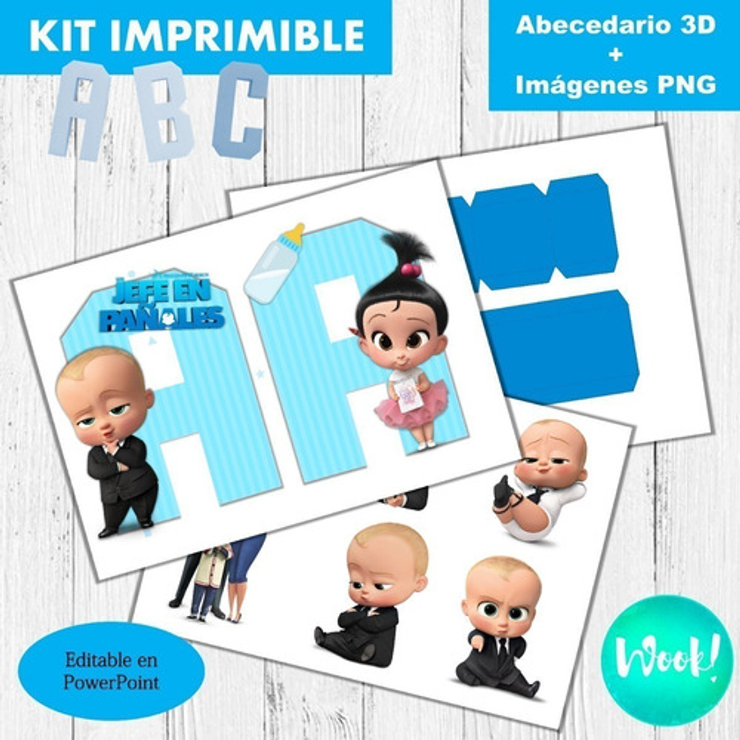 Kit Imprimible Letras 3d Un Jefe En Pañales 2