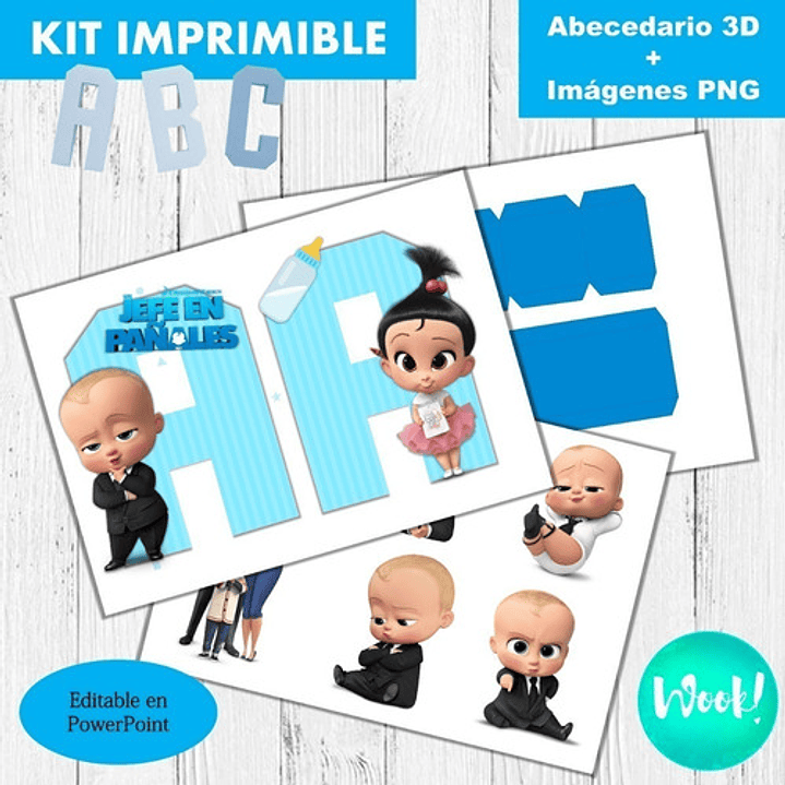 Kit Imprimible Letras 3d Un Jefe En Pañales 2