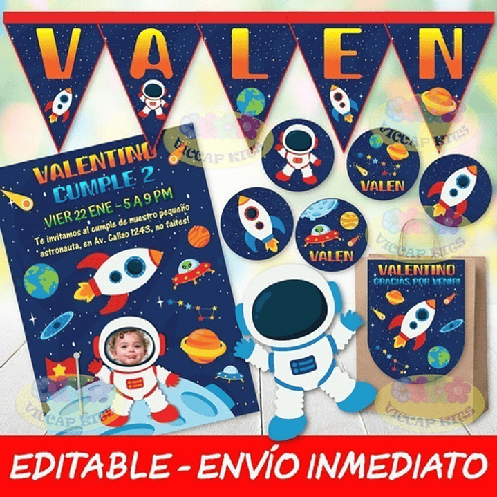 Kit Imprimible Astronauta Planetas Espacial 100% Editable 2