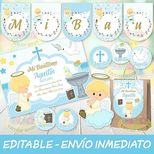 Kit Imprimible Bautismo Nene 100% Editable Candy Bar