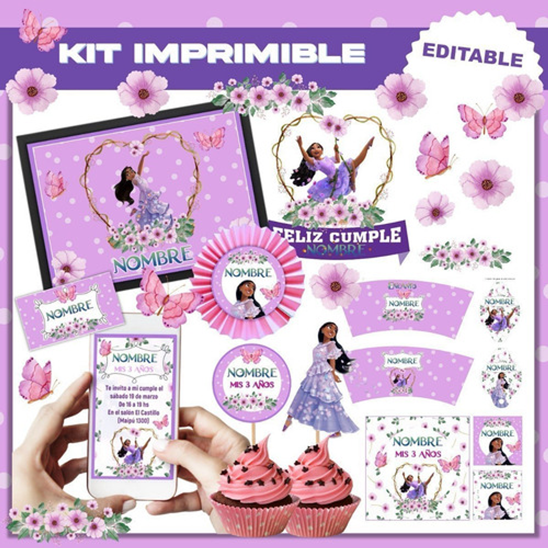 Kit Imprimible Isabella Encanto Deco Y Candy 100% Editable 4