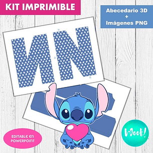Kit Imprimible Letras 3d Editables Stitch