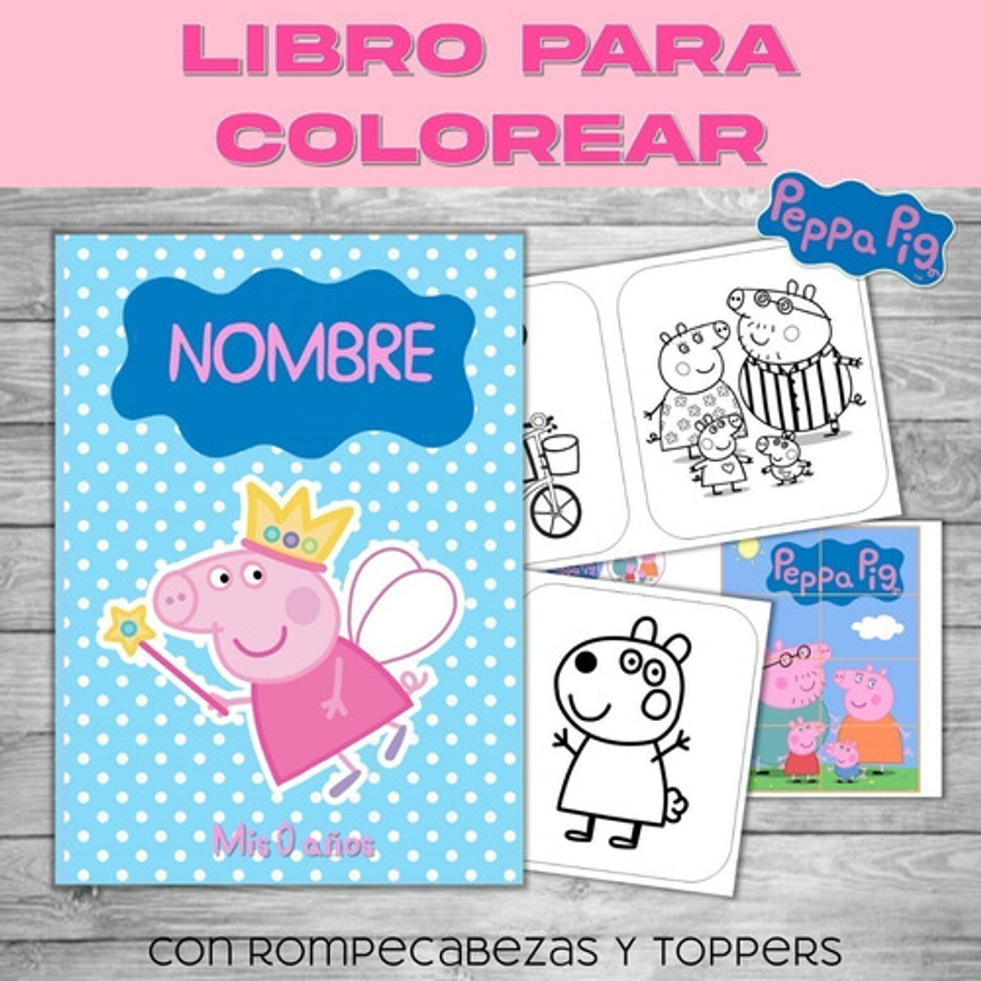 Libro Para Colorear Editable Imprimible De Peppa Pig Hada 1
