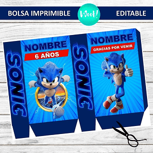 Bolsa Golosinera Imprimible Editable Sonic Para Personalizar