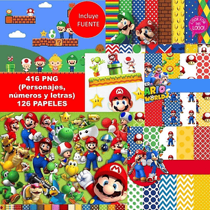 Kit Super Mario Bros Clipart Png Y Papeles Digitales