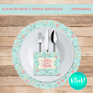 Kit Imprimible X 6 Platos De Sitios + Porta Servilletas