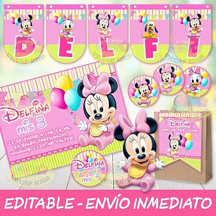 Kit Imprimible Minnie Bebe Con Candy Bar 100% Editable