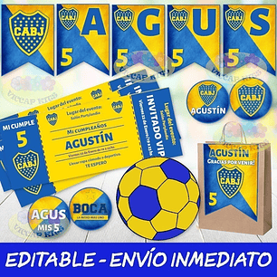 Kit Imprimible Boca Fútbol Editable Decoración Candy Bar