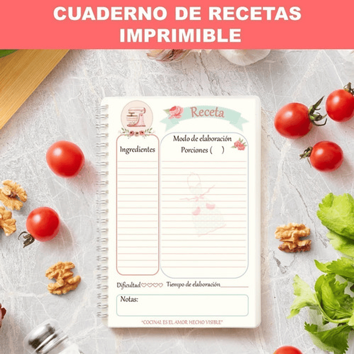 Kit Imprimible Cuaderno De Recetas Editable +   2