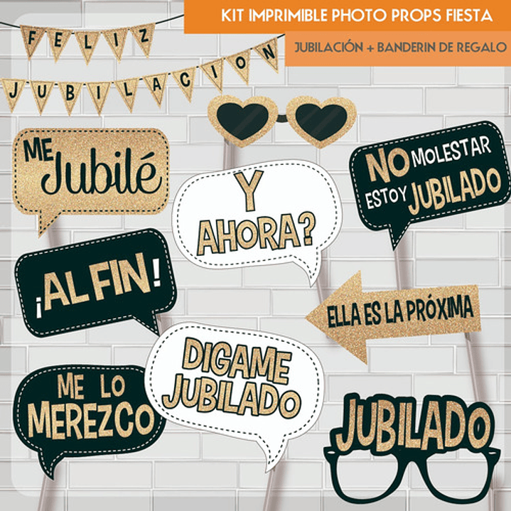 Imprimible Photo Prop Carteles Divertidas Jubilacion Glitter 2