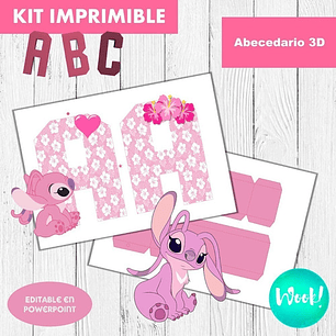 Kit Imprimible Letras 3d Editables Angela Novia De Stitch