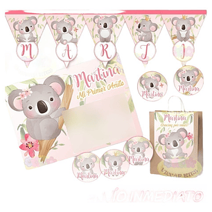 Kit Imprimible Koala Nena Bambu 100% Editable Candy Bar