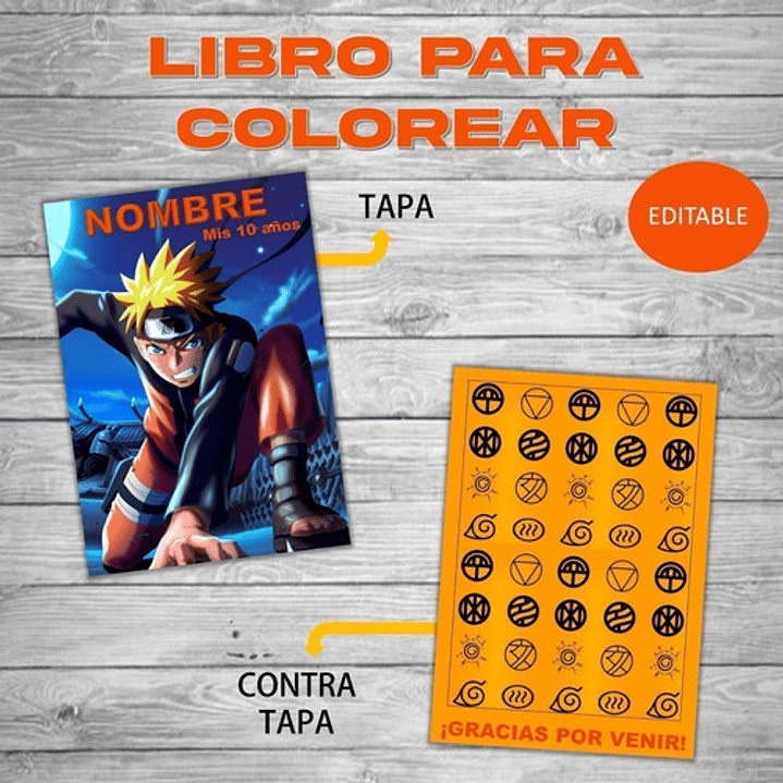Libro Colorear Editable Imprimible De Naruto  2