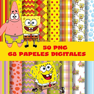 Kit Digital Bob Esponja Clipart Png + Papeles Digitales