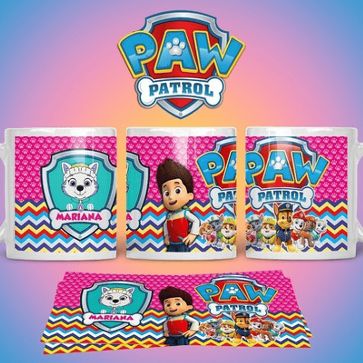 Kit Diseños Plantillas Tazas Paw Patrol Sublimación M2 7