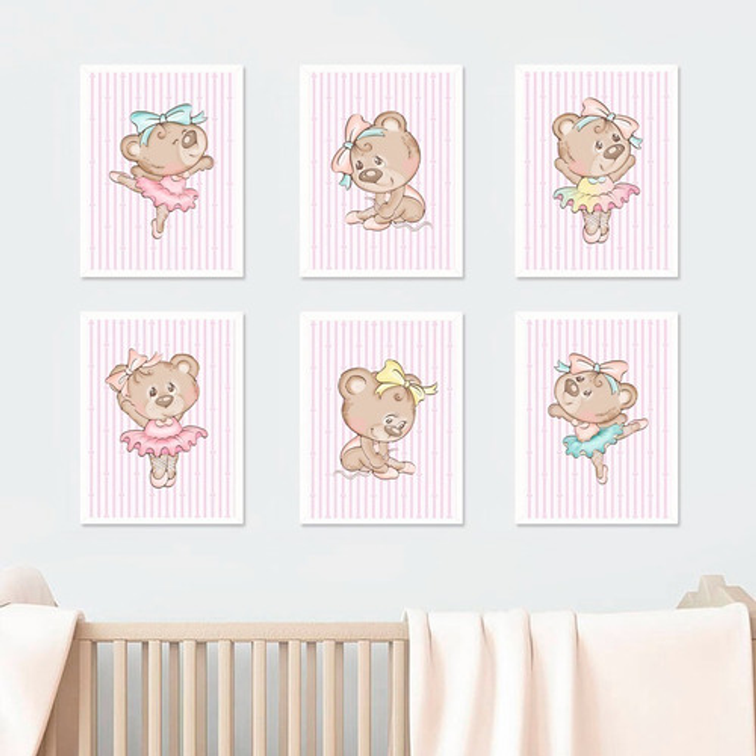 Set De 6 Láminas Imprimibles Osa Bailarina  2