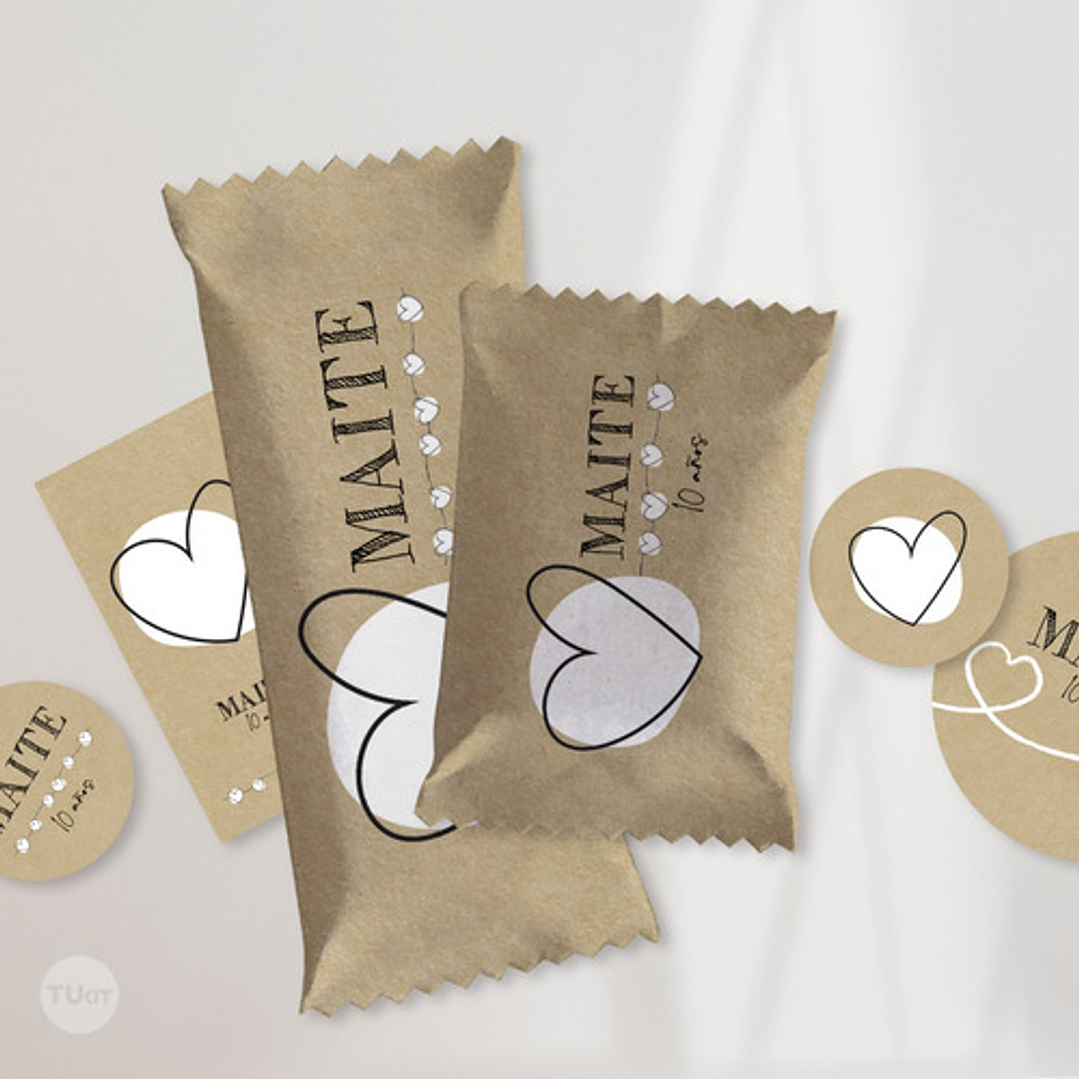 Kit Imprimible Textura Papel Kraft Candy Bar Tukit 7