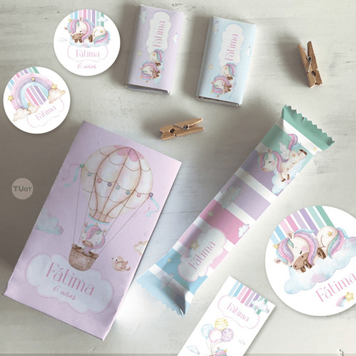 Kit Imprimible Unicornio - Candy Bar Tukit 8