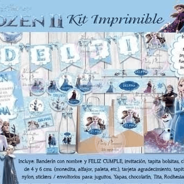 Kit Imprimible Frozen 2 Cumpleaños Candy Bar Fiesta 2