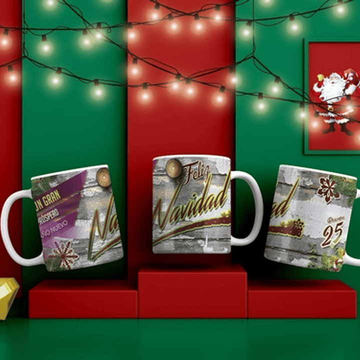 Plantillas Diseños Para Tazas Navidad Sublimación M53 5