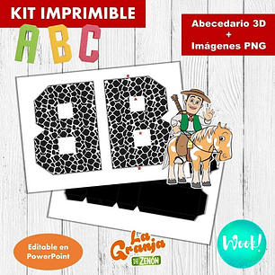 Kit Imprimible Letras 3d Editables La Granja De Zenón 